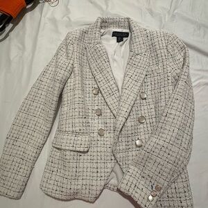 Rachel Zoe Women's Cream Tweed Double-Breasted Blazer